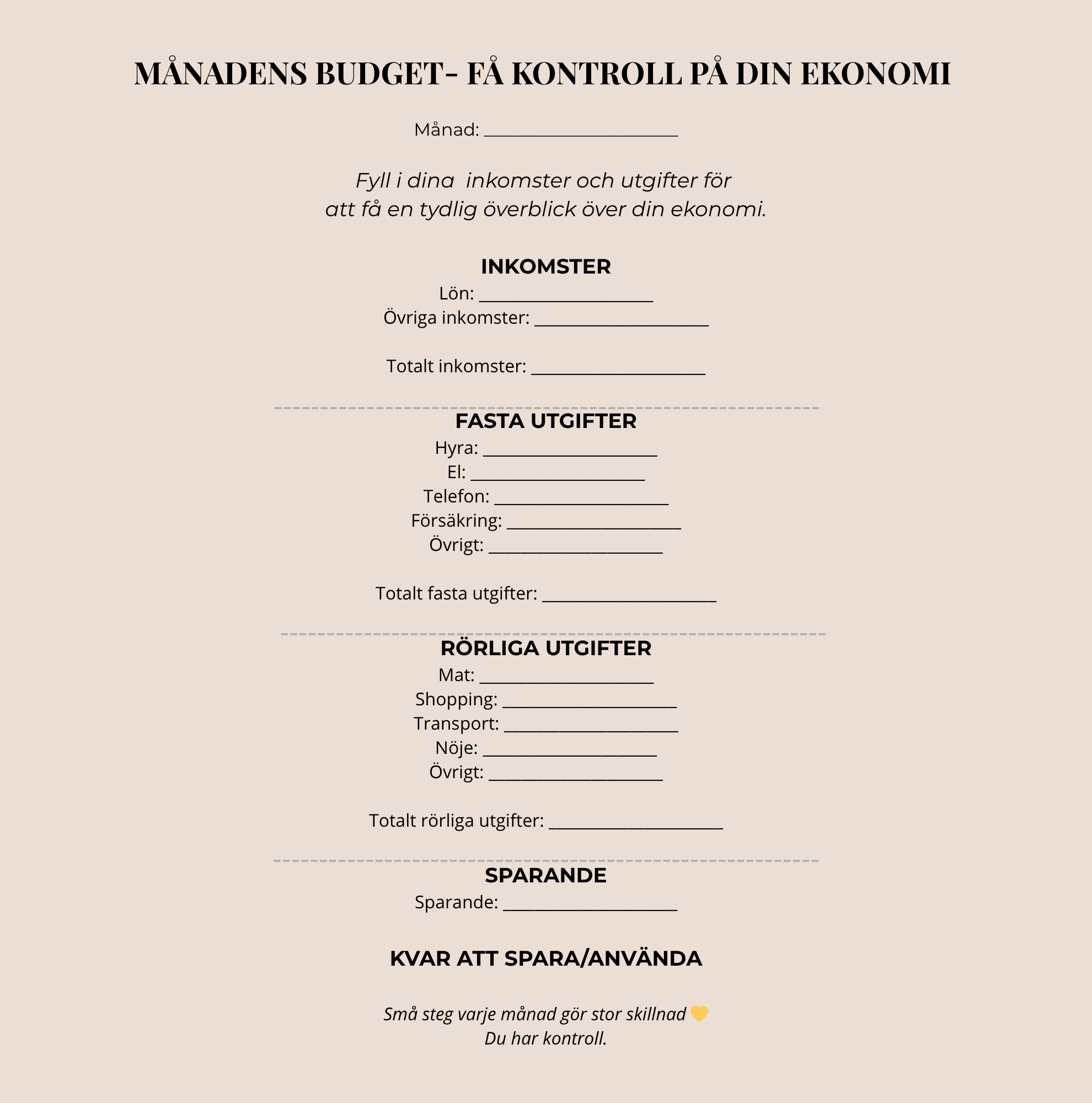 Budgetmall - få kontroll på din ekonomi